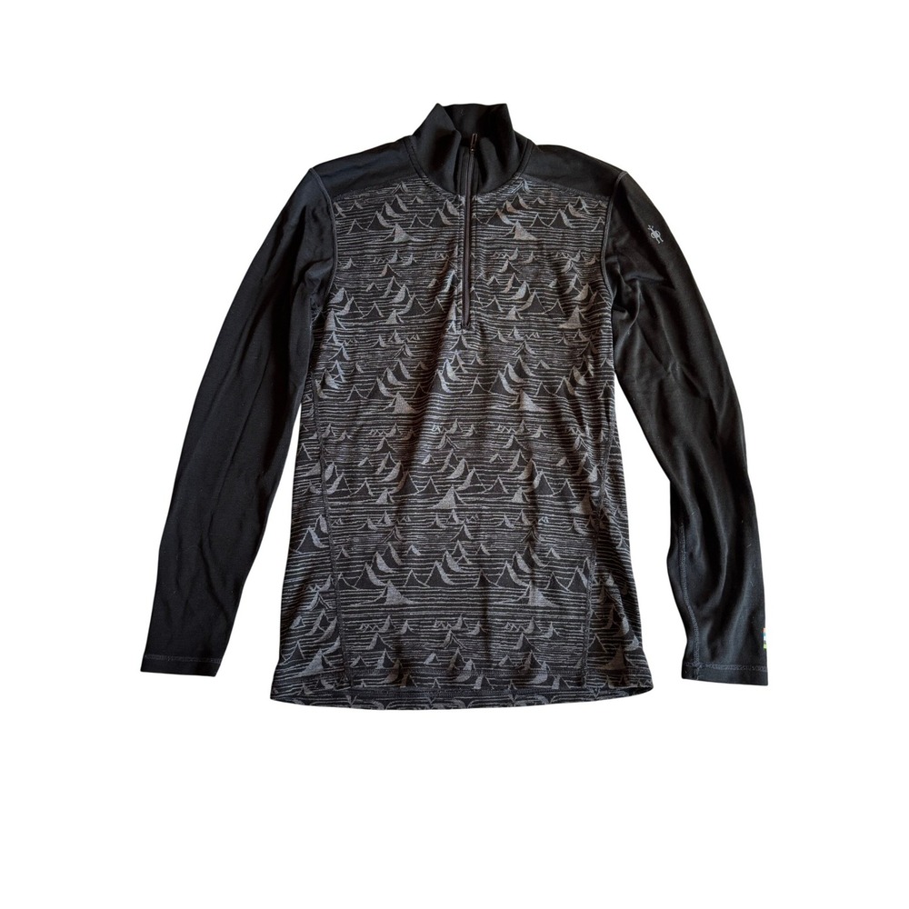 Smartwool Mens Merino 250 Wool Thermal Quarter Zip‎ Base Layer Mountain Print S